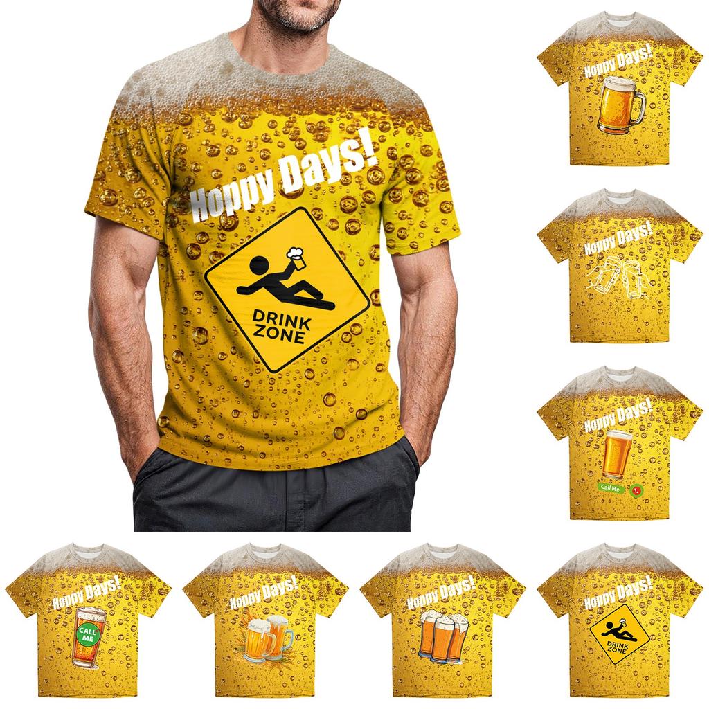 Pánské ležérní tričko s krátkým rukávem a potiskem s kulatým výstřihem