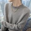Women's Thickened Cashmere Sweater - Loose Fit, Round Neck, Long-Sleeved, Knitted Base Shirt for Autumn/Winter Fashion