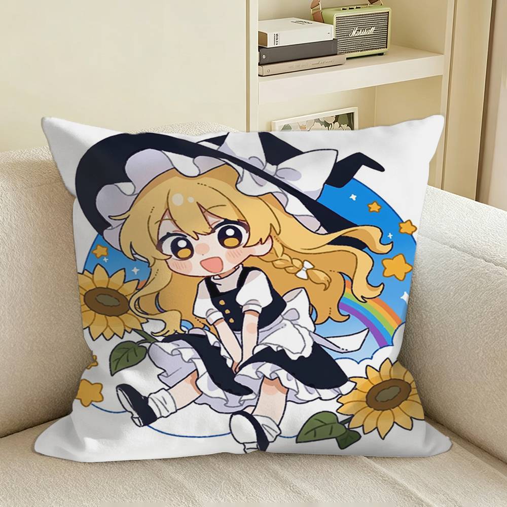 TTouhou Blonde Witch Square Sofa Pillow Cover Solid Color Living Room Home Decor Cushion Case