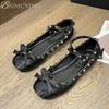Bow Flats Ballet Shoes Women Sandals Summer Marie Janes 2025 Trend Lolita Loafers Shoes Designer New Dress Party Sandalias Mujer