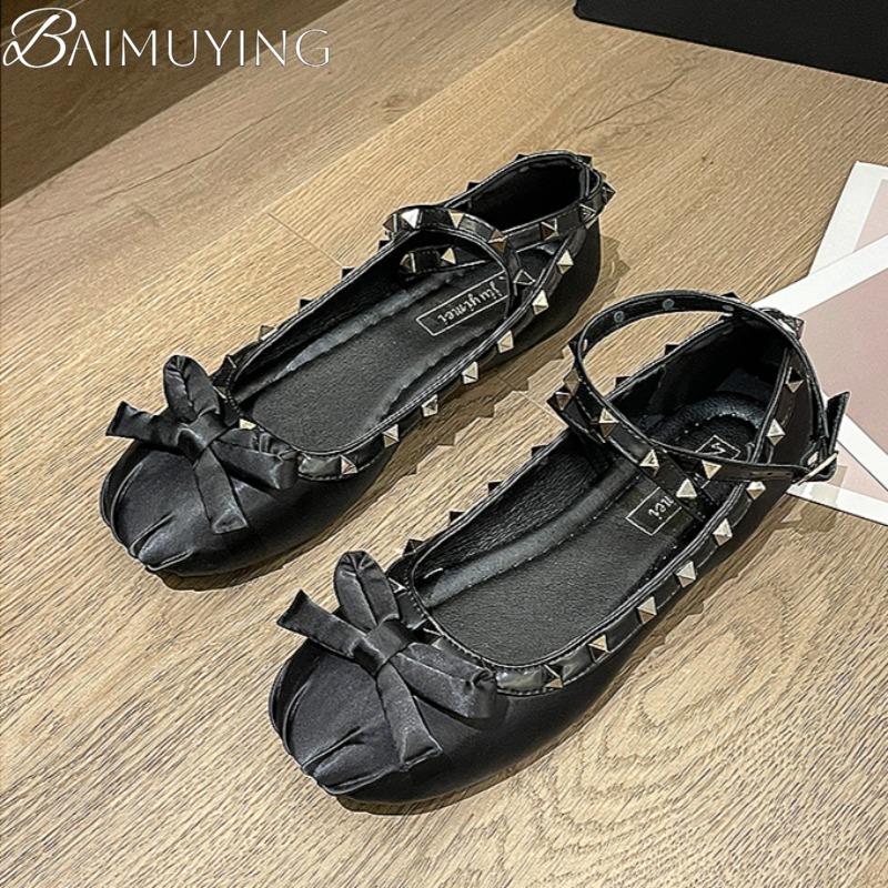 Bow Flats Ballet Shoes Women Sandals Summer Marie Janes 2025 Trend Lolita Loafers Shoes Designer New Dress Party Sandalias Mujer
