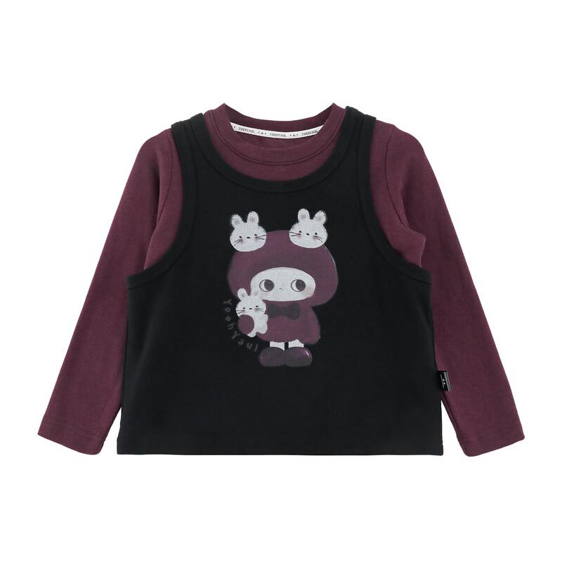Girls Cartoon Layered Detachable Long-Sleeve T-Shirt Set 120cm