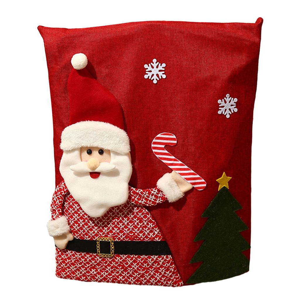 Christmas Chair Covers Cute Cartoon Santa Chair Back Decor for New Year Dining Slipcovers Dinner Banquet Holiday Party