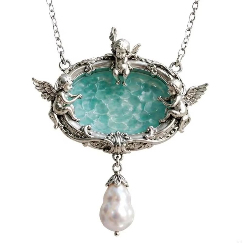 Embossed Detail Clavicle Chain French Style Wishing Fountain Necklace Party Occasion