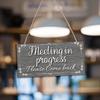 SUPERDANT Meeting Sign for Office Door Double-side Meeting In Progress Welcome Please Come In Hanging Wooden Sign Plaque Door Sign Do Not Disturb