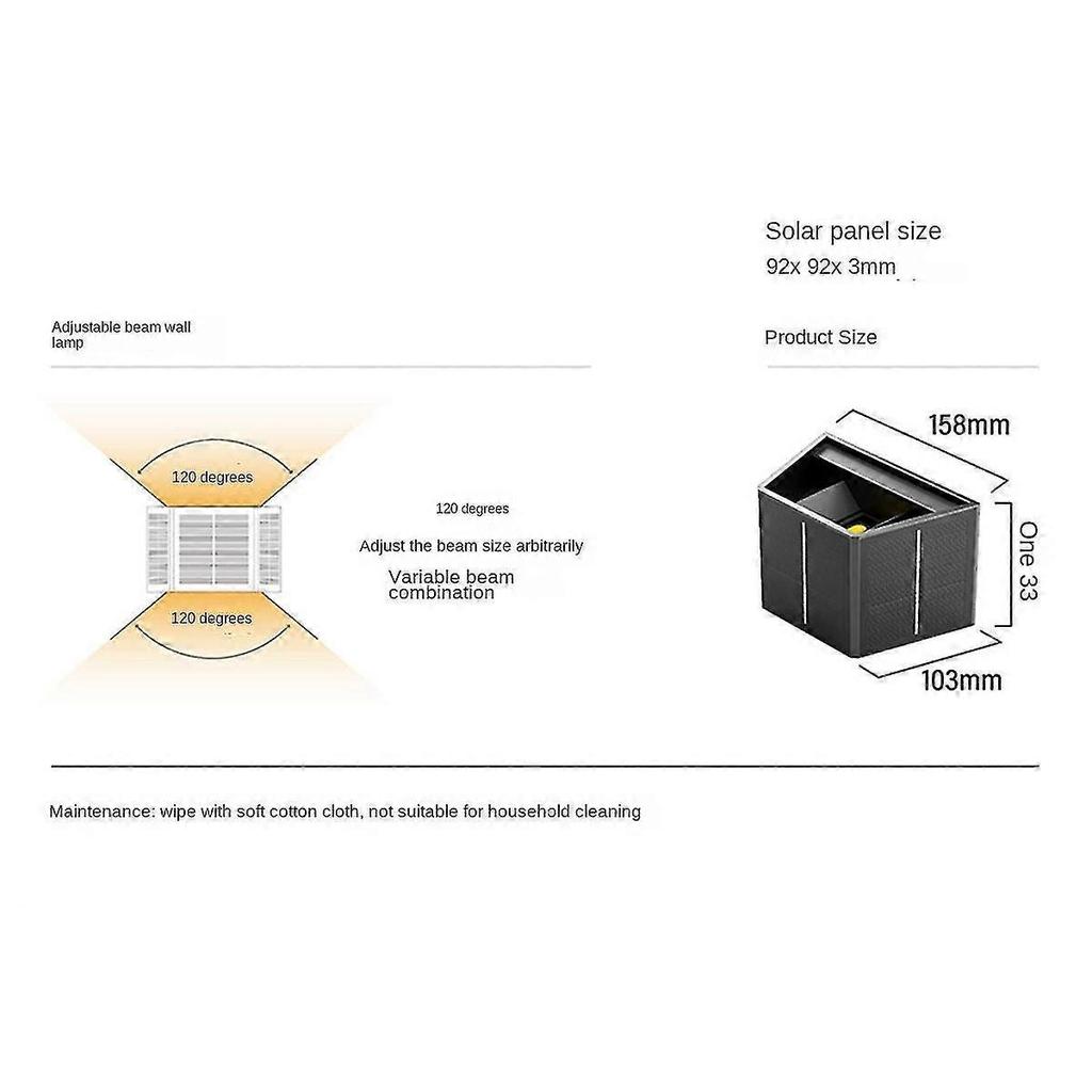 Solar Wall Light Outdoor Up-Down Lighting LED Lamp Solar Wall Washing Lights for Courtyard Garden Dimmable