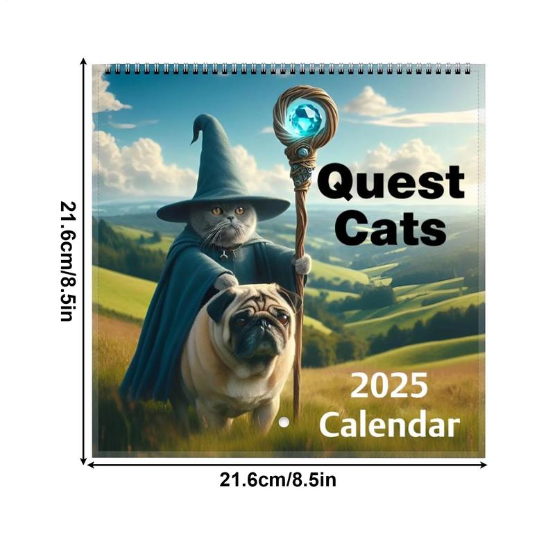2025 Wall Calendar Funny Illustration Cat Calendar Wall Calendar Cute Desk Accessories Office Supplies for Planning Schedules