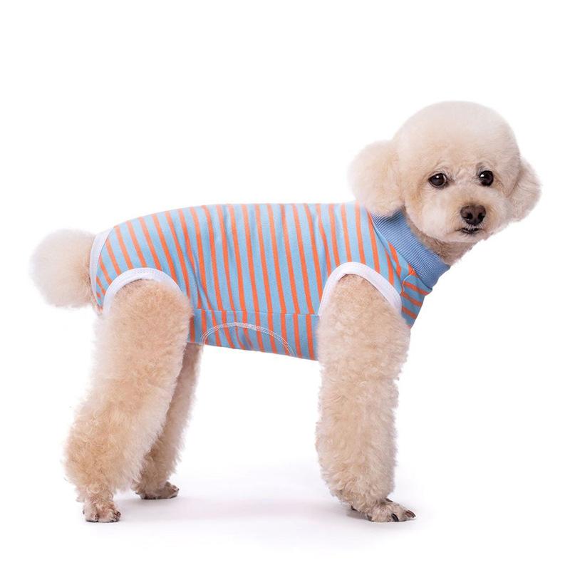 Dog Clothes Thin Belly Protector Vest Wrap Tummy Cooler Free Striped Shirt Back Button Bitch Spaying Weaning