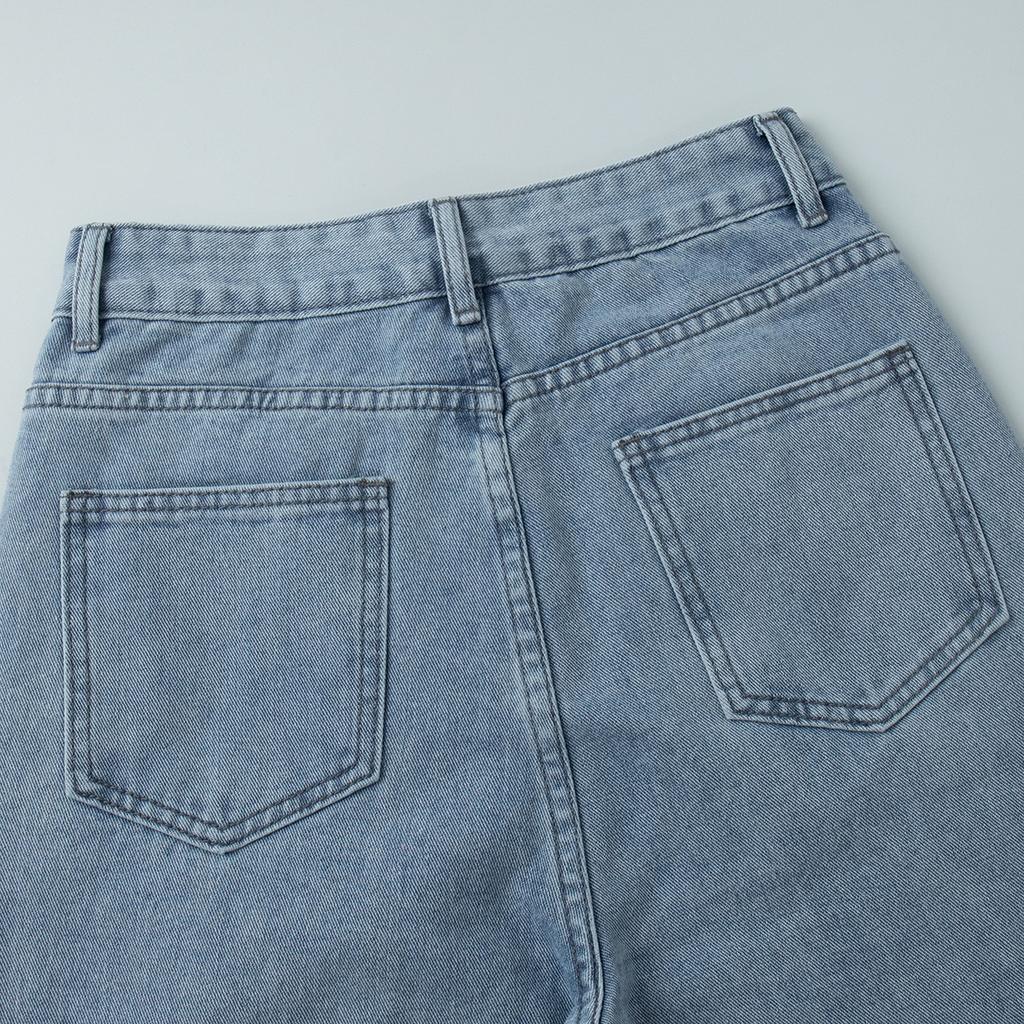 Retro High Waisted Straight Leg Jeans Made Of Pure Cotton For Women