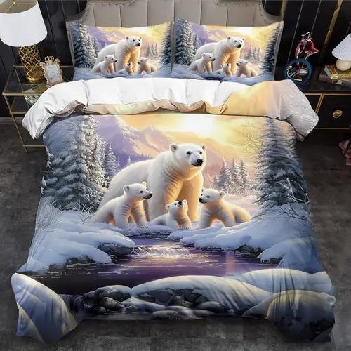 Polar Bear Duvet Cover Duvet Cover With Polar Bear Pattern Suitable For Children Boys Girls And Adults Comfortable Breathable