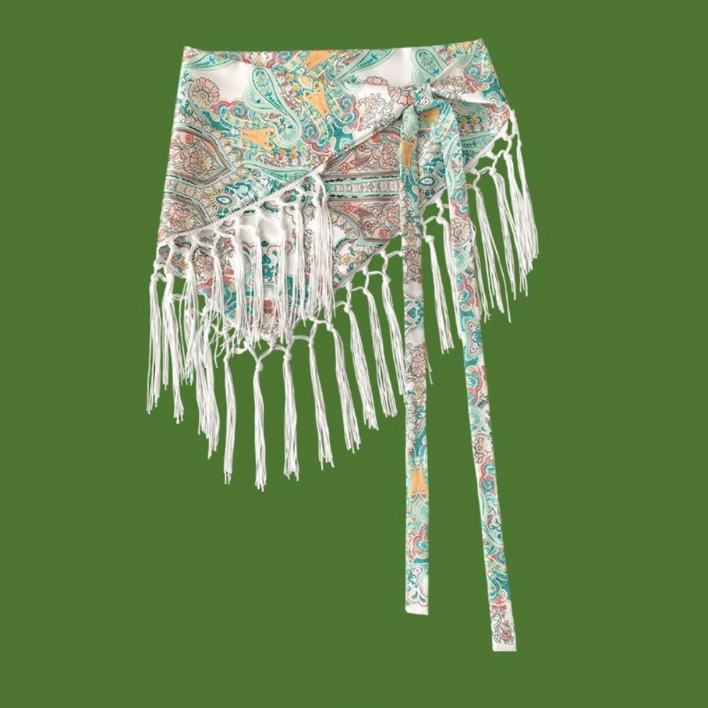 Tassels Fringe Waist Belt Embroidery Floral Triangular Belt Triangle Waistband Dress Jeans Decor