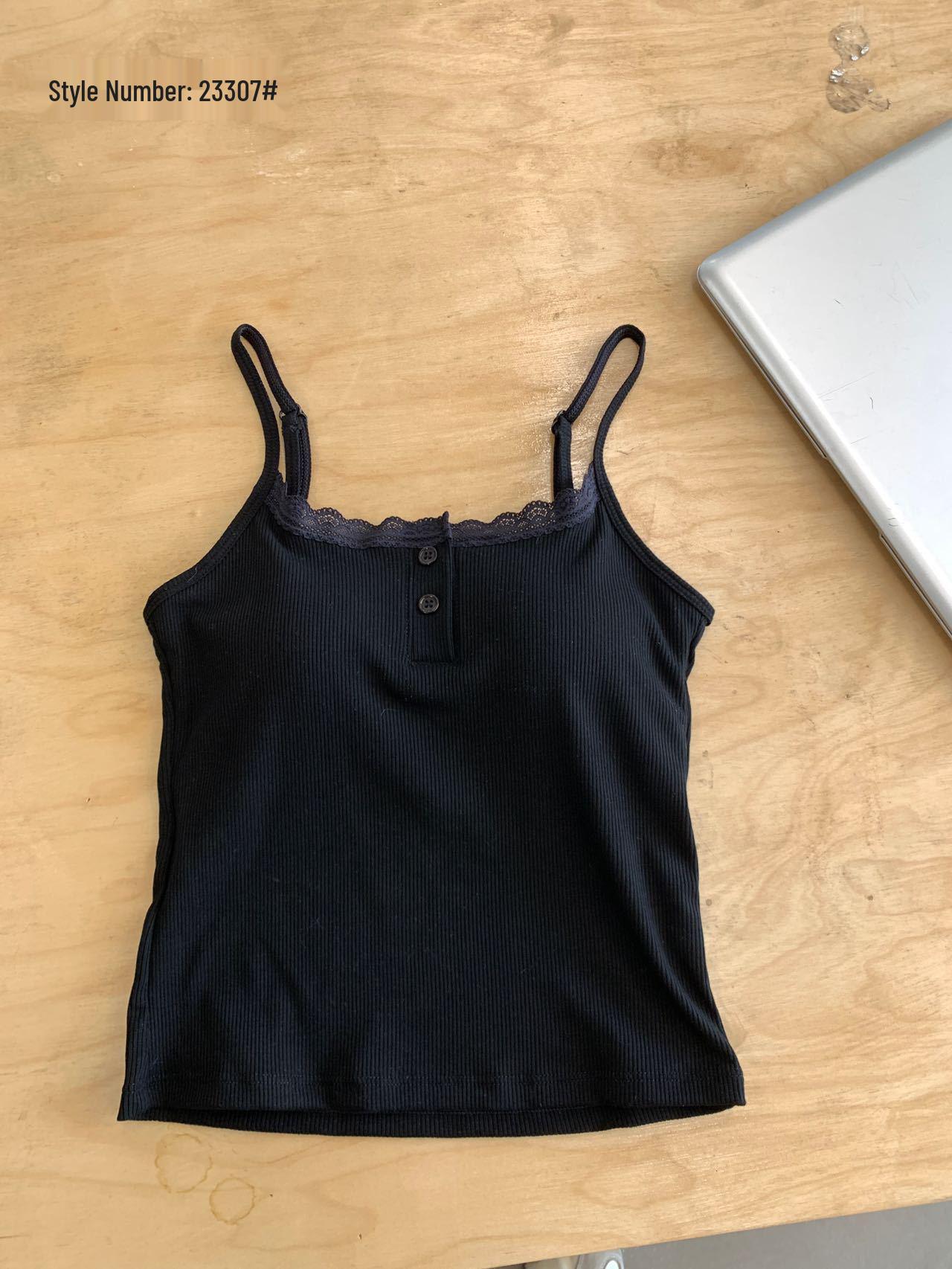 2026 Spring/Summer Sweet Lace Ruffle Camisole Vest: Slimming Beautiful Back Bandeau Top for Women One Size (suitable for 85-125 jin) чёрный
