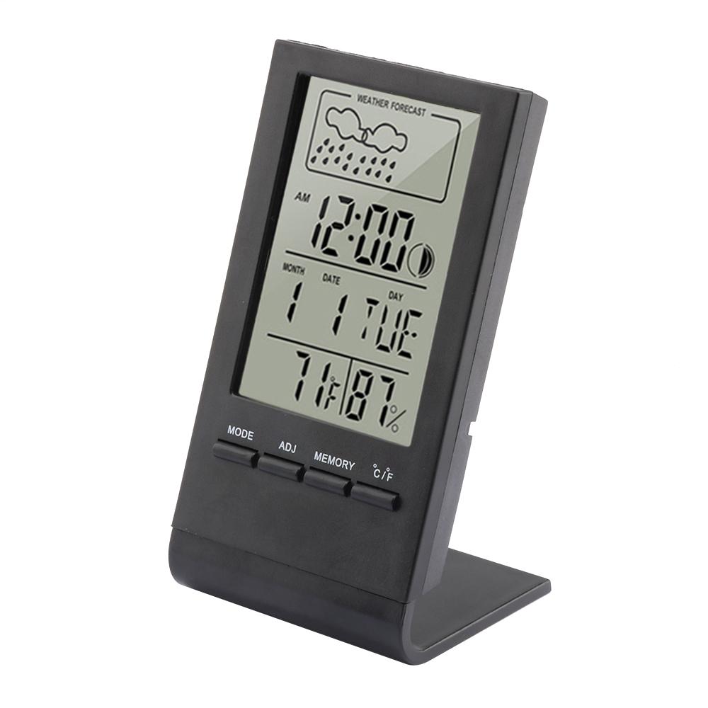 Mini Digital Thermometer Hygrometer Indoor Temperature Humidity Meter Gauge Clock Weather Station Forecast Max Min Value Display