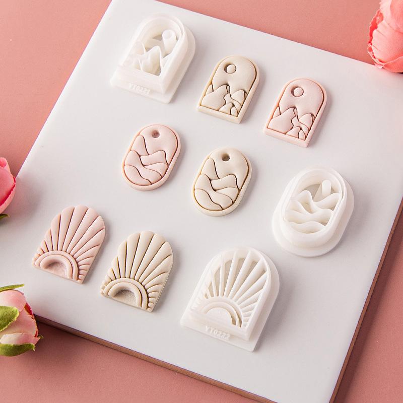 Coconut Tree Sun Polymer Clay Cutter Summer Holiday Sunset Sunrise Landscape Arc Clay Cutter for Earrings Jewellery