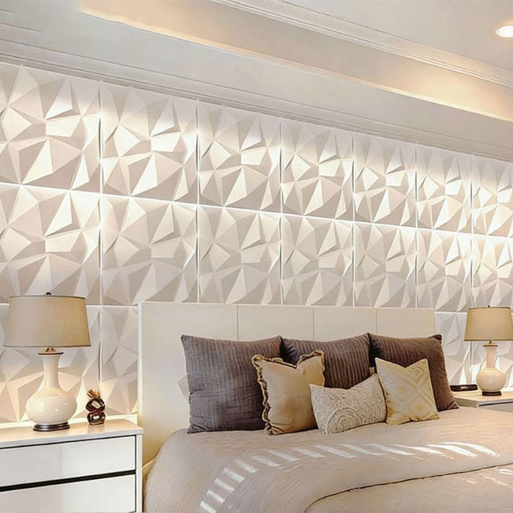 White Wall Sticker 3D PVC Wall Paper Removable Wall Panel Bathroom Kitchen