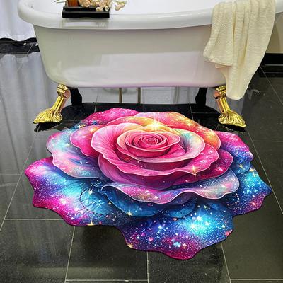 3D Visueller Blumenteppich Saugfähige Floraler Bodenteppich mit Rutschfester Unterseite Dekorativer Wohnzimmerbereichsteppich für Schlafzimmer Badezimmer Eingangsbereich