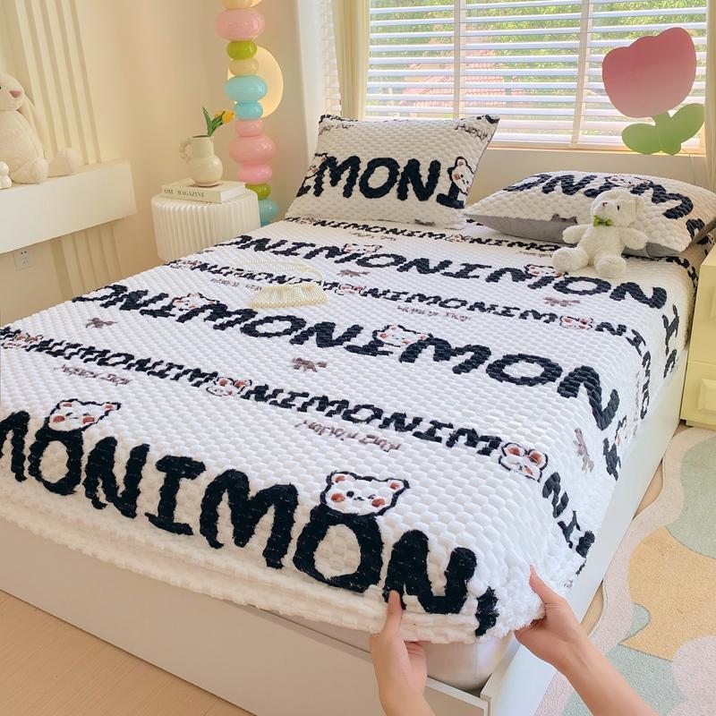 Skin-friendly Bedsheet Soft Fitted Sheet Flannel Bed Cover Warm Bed Linen Queen Size Sheets Drap Housse (Pillowcase Need Order)