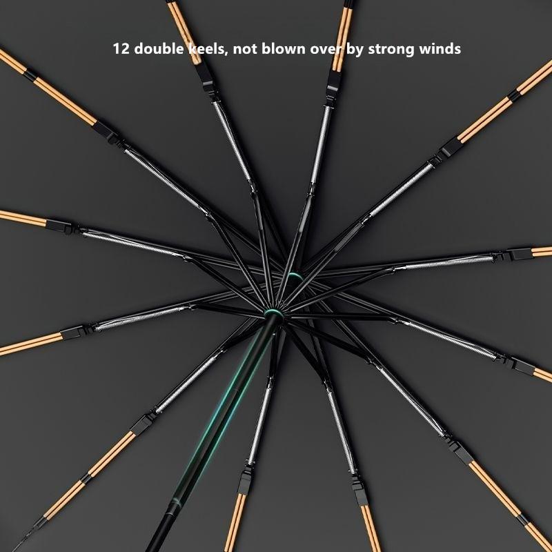 Fully Automatic Black Vinyl tri-fold Umbrella Enlarged Rainproof Windproof Sturdy High-End Storm-Resistant UV Protection Umbrell