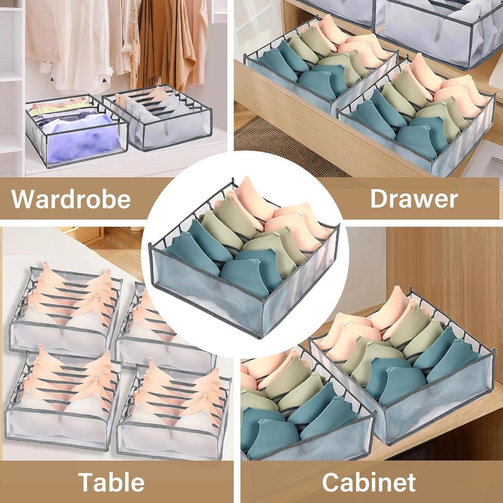 Multi-grid Drawer Organizer Set Fabric Storage Box Foldable Closet Divider for Socks Underwear Wardrobe Organization for Bedroom