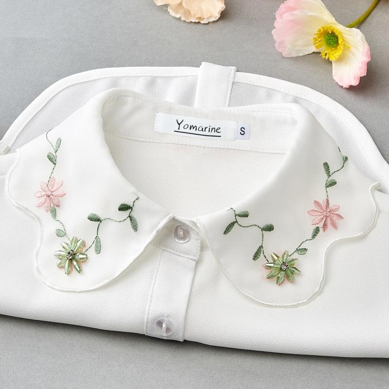 

Elegant Big Lapel Fake Collar Shirt White Lace False Collar Woman Chiffon Detachable Doll Collar Women Half Shirt Faux Col