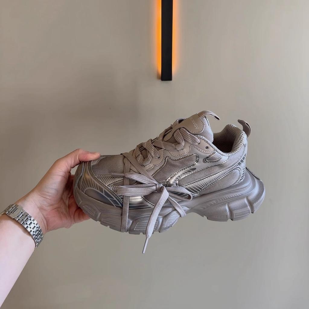 2025 New Old Paris Platform Casual Sports Shoes Dad Shoes Women's Height Increase Breathable Running Shoes Versatile Pink