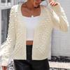 IHUASU Autumn and Winter Women's Knitted Three-dimensional Pattern Cardigan Jacket Sweater