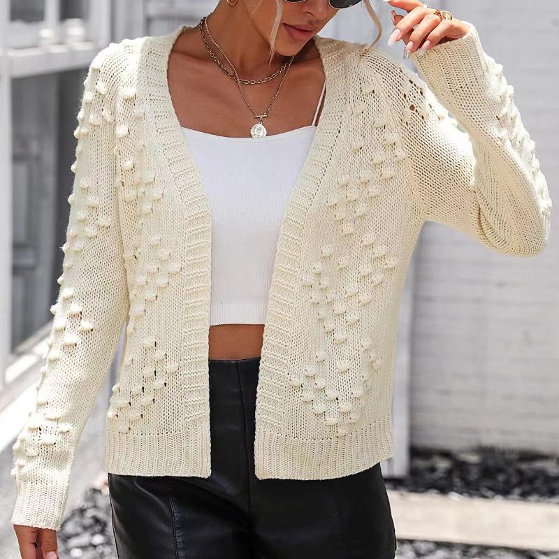 IHUASU Autumn and Winter Women's Knitted Three-dimensional Pattern Cardigan Jacket Sweater