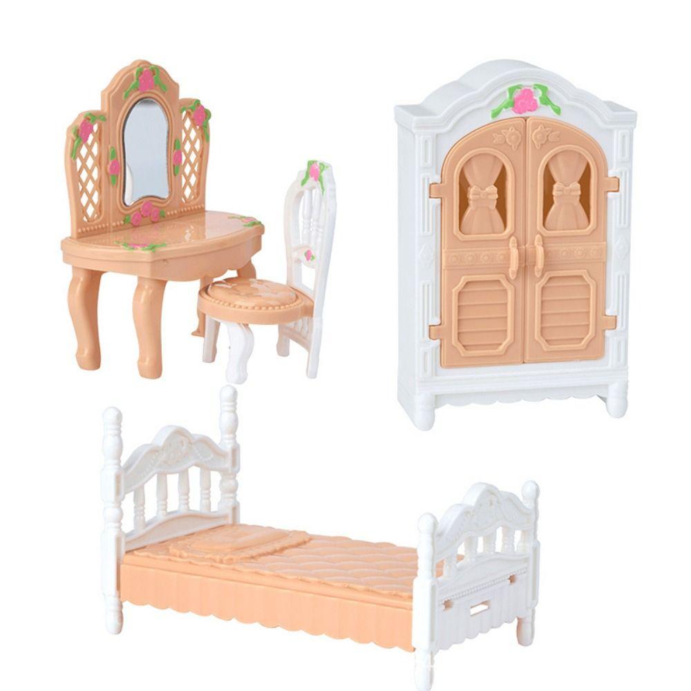 1Set 5 Styles Miniature Dollhouse Furniture Khaki Furniture Container Display Doll Game Accessoies