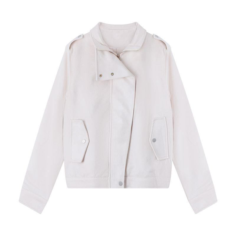 

Fancy Suede Outwear Women s Clothing Autumn Loose Easiest for Match Long Sleeves Short Temperamental Jacket Creamy-white Tops Tide Beige L