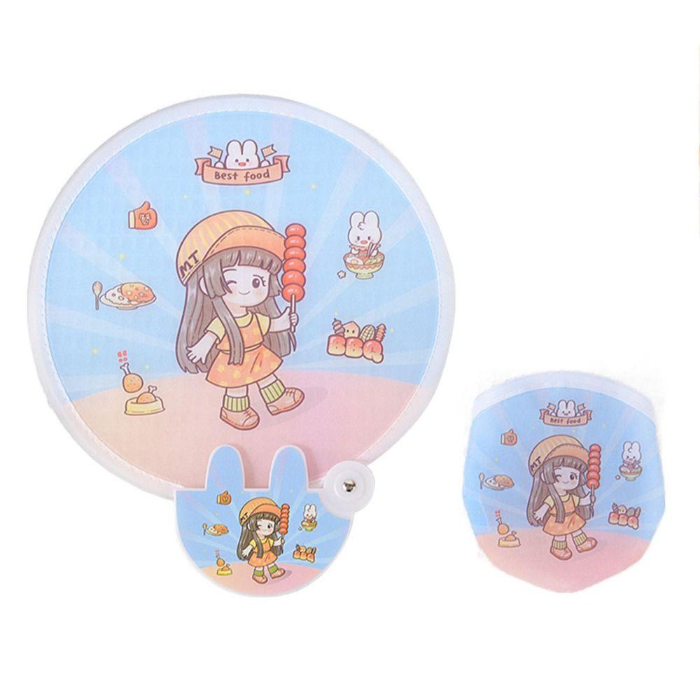 Portable Collapsible Fans Summer Round for Beach Lawn Hand Fan Kid Outdoor Folding Fans Flying Disk
