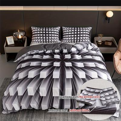 Juego de Funda Nórdica de 3 piezas, Juego de Cama Tridimensional Blanco y Negro, Funda Nórdica Suave y Confortable, Para Dormitorio, Habitación de Invitados