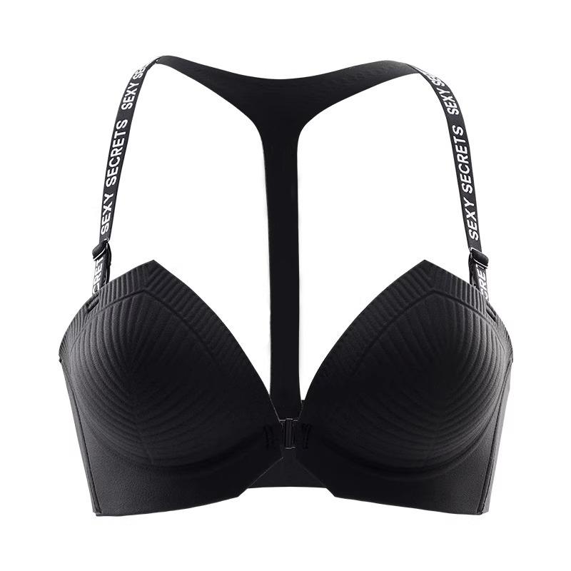 Women's Front Closure Push-Up Bra Sexy Underwear Seamless Push Up Bra Fashion T Back Brassiere Ladies Lingerie