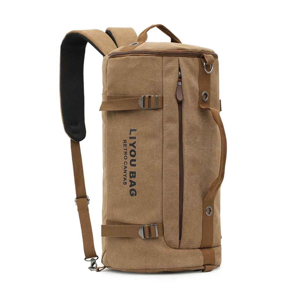 Unisex Cylindrical Travel Backpack,durable Nylon Canvas Luggage Bag,casual Duffle Rucksack for Outdoor Trip and Portable Storage Packing