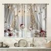 2 pieces - Christmas printed curtains with snowman and tree patterns   home decoration   room decoration
