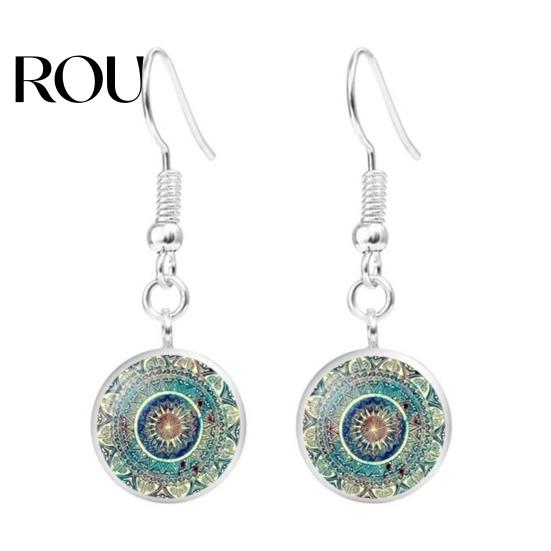 Printing Necklace Earring Set 3 Pcs/Set Women Jewelry Vintage Ethnic Style Lobster Clip Adjustabler Matching Earrings Length Hook Bangle Lady