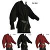 Medieval Renaissance Men Stand-up Collar Knight Top Lace Up T-shirt Costume For Stylish Cosplay