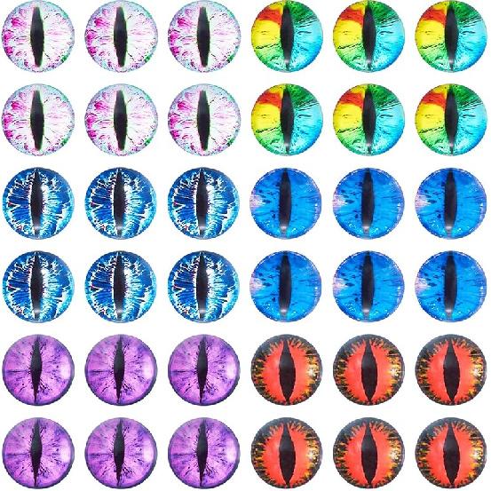 Pandahall 60Pcs Evil Eye Glass Cabochons - 12mm Half Round Flatback Dome Lucky Eye Cameo Gem Cover Beads for Pendant Props Photo Jewelry Making