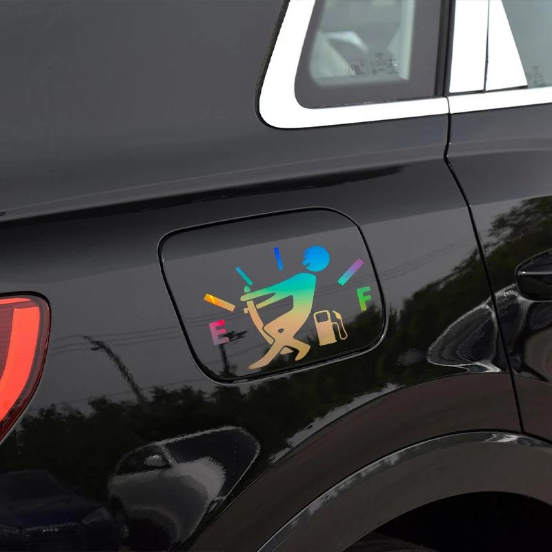 13*9CM Interesting Car Interior Sticker 1 Fun Car Sticker Pull The Fuel Tank Pointer To The Full Reflective Vinyl Car Sticker
