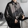 Pánská černá žakárová košile s čínským zapínáním Pan Kou - High-end unisex stojáček