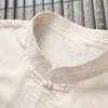 Father Summer Top Solid Color Short Sleeve Buckle Chinese Style Stand Collar Daily Wear Single-breasted Chinese Wear Tai Chi Clothing Male Clothes