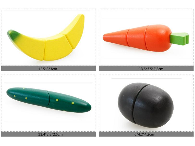 Wooden Fruits & Vegetables Cut-Cut Educational Toy Set for Pretend Play & Children's Kitchen Learning.