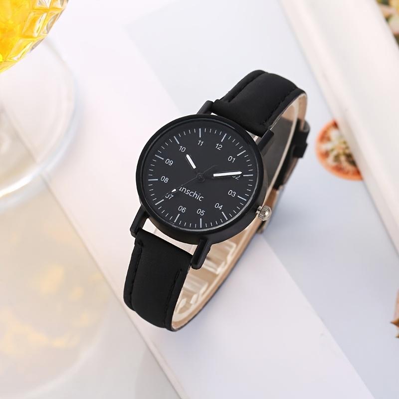Reloj de cuarzo de color liso para mujer, 1 pieza, estilo Ins, elegante inspirado en el bosque, fresco y sencillo, adecuado para trabajo, escuela y talla única