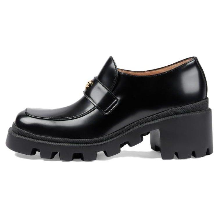 Gucci Interlocking Loafers 7.5cm Women's Black 750598 AACAT 1000