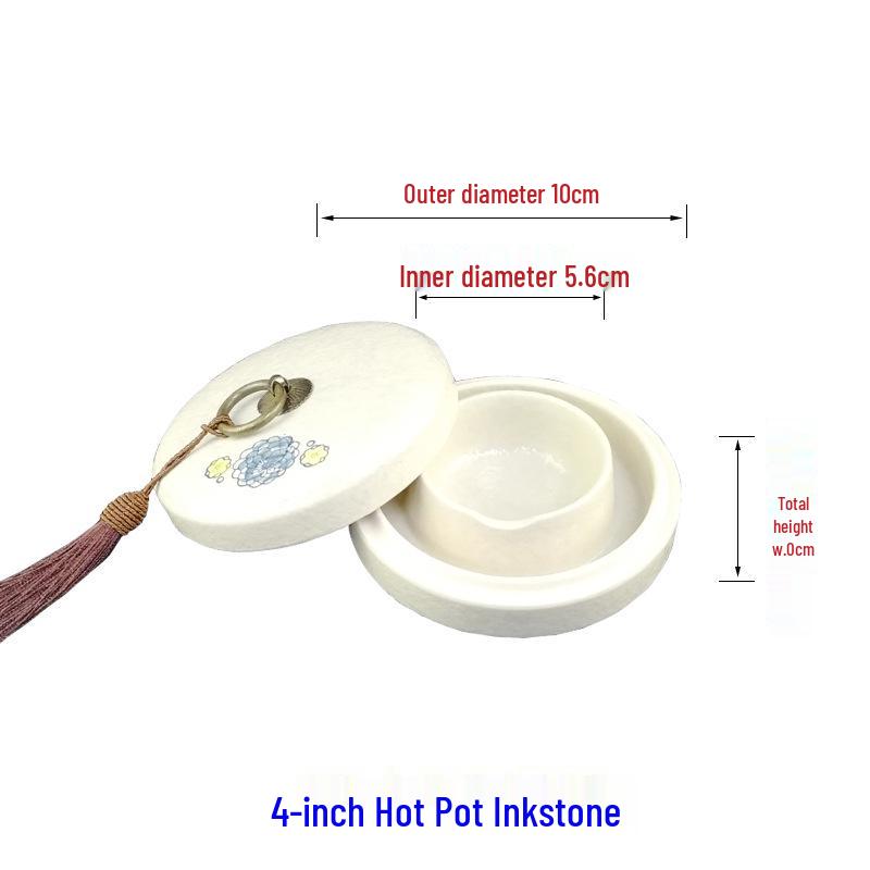 Multi-Purpose Inkwell Set: Includes Inkstone with Lid, Ink Stick, Brush Rest, Ink Sea, Ceramic Inkwell, Ink Box, and Ink Dish.