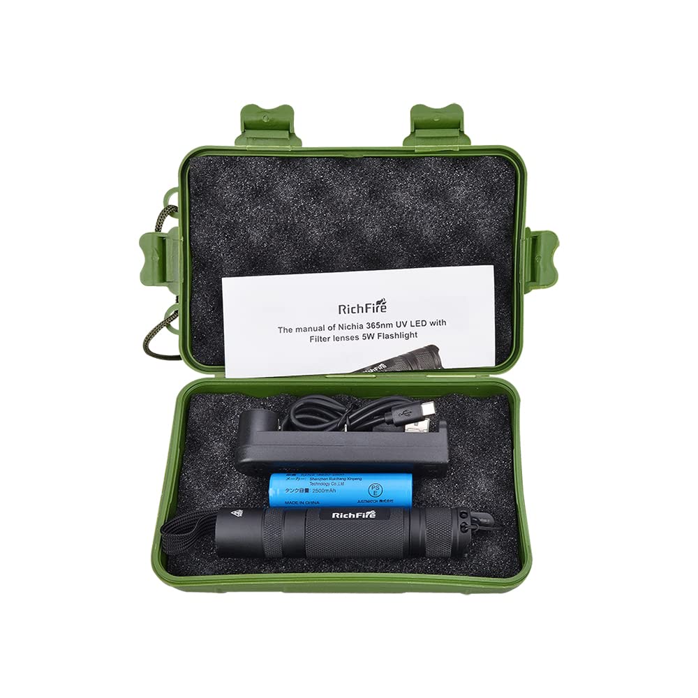 5W UV Nichia Lamp 365nm Black Mirror UV Uses One 18650 Battery Flashlight, Flashlight, Flashlight, (Battery Included)