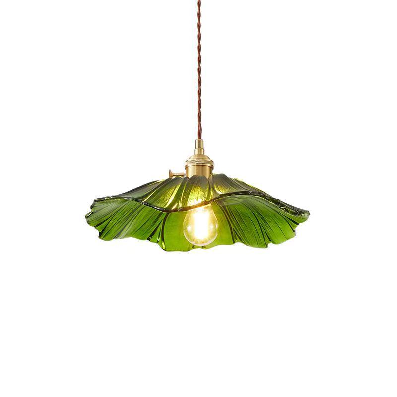 

Purple Glass Flower Chandelier - Retro Bedside Lamp for Restaurant, Bar, or Homestay in Japanese Brass Style. 9W Warm Light зелений