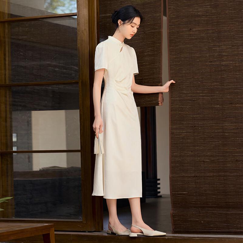 Xiangying New Chinese Style Satin Modified Cheongsam Dress