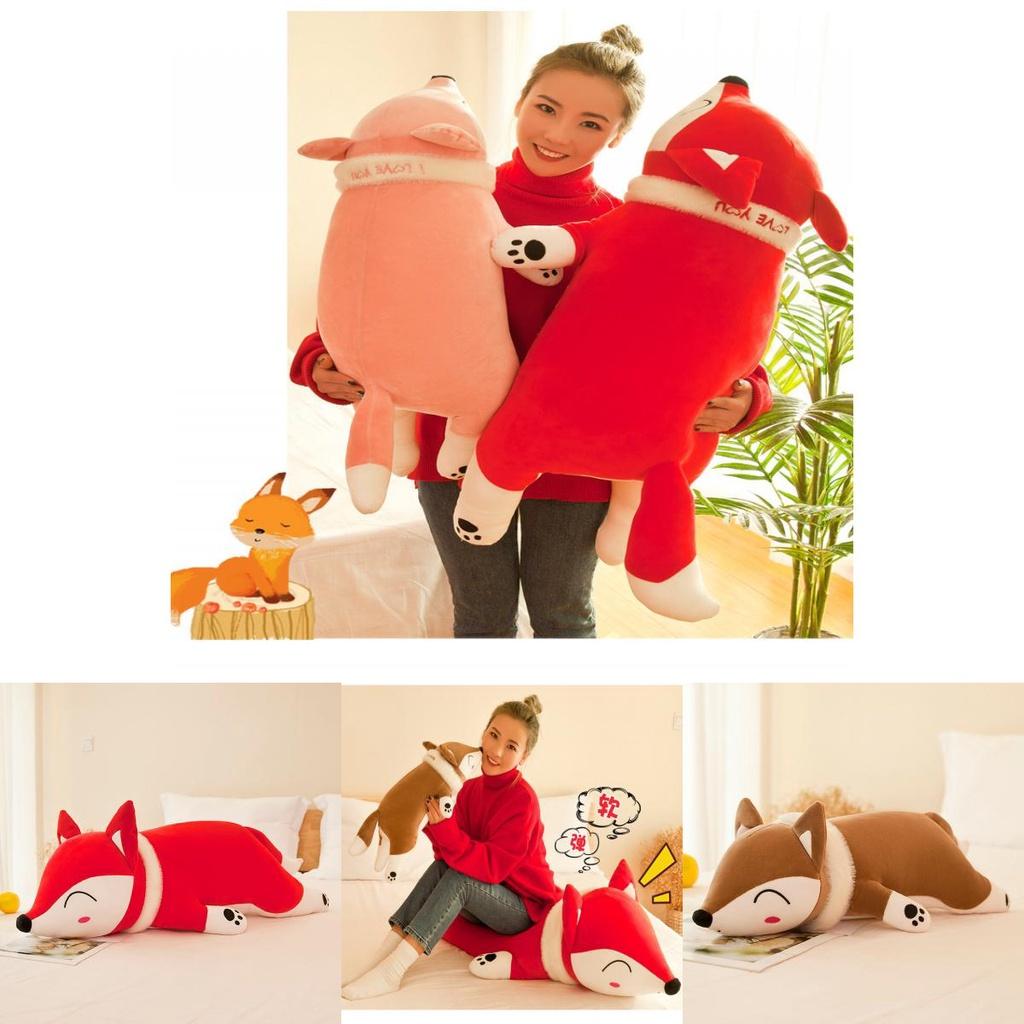 Large Fox Plush Toy Soft Stuffed Animal Pillow Creative Gift For Girls Birthday Present 35cm 50cm 60cm 70cm 90cm 1.2m