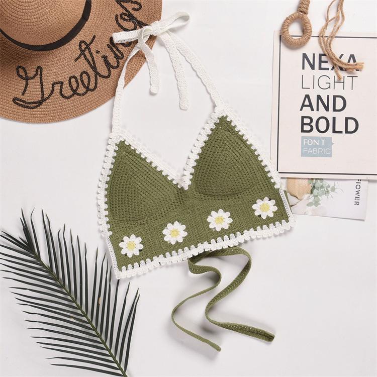 

Пляжный трикотажный бикини-топ на шнуровке для женщин One Size