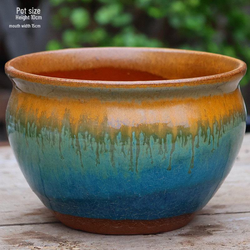 Handmade Retro Zisha Ceramic Pot for Succulents, Orchid, and Asparagus - Breathable Small Flower Pot